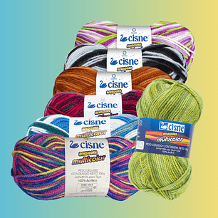 Hilado Cisne Rendidora Multicolor - 100% Acrílico (100g)