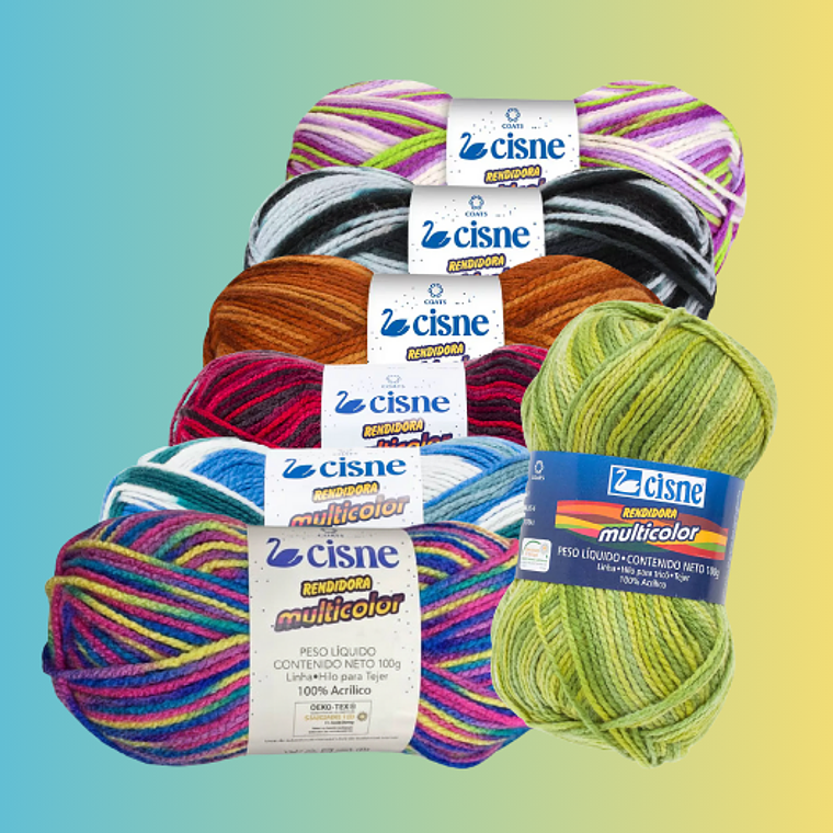 Hilado Cisne Rendidora Multicolor - 100% Acrílico (100g) 1
