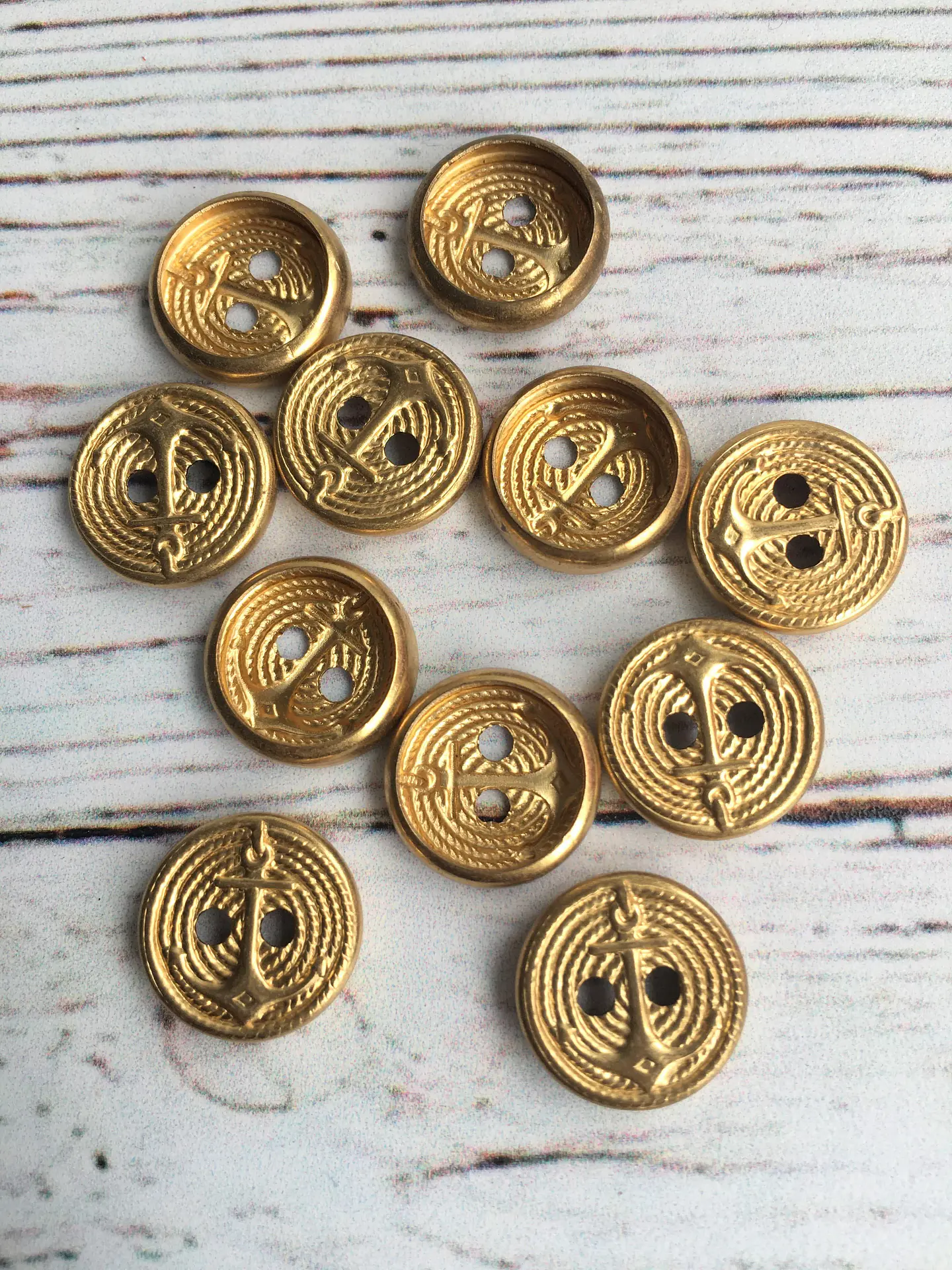 Set 6 Botones Metálicos Ancla 12mm 1