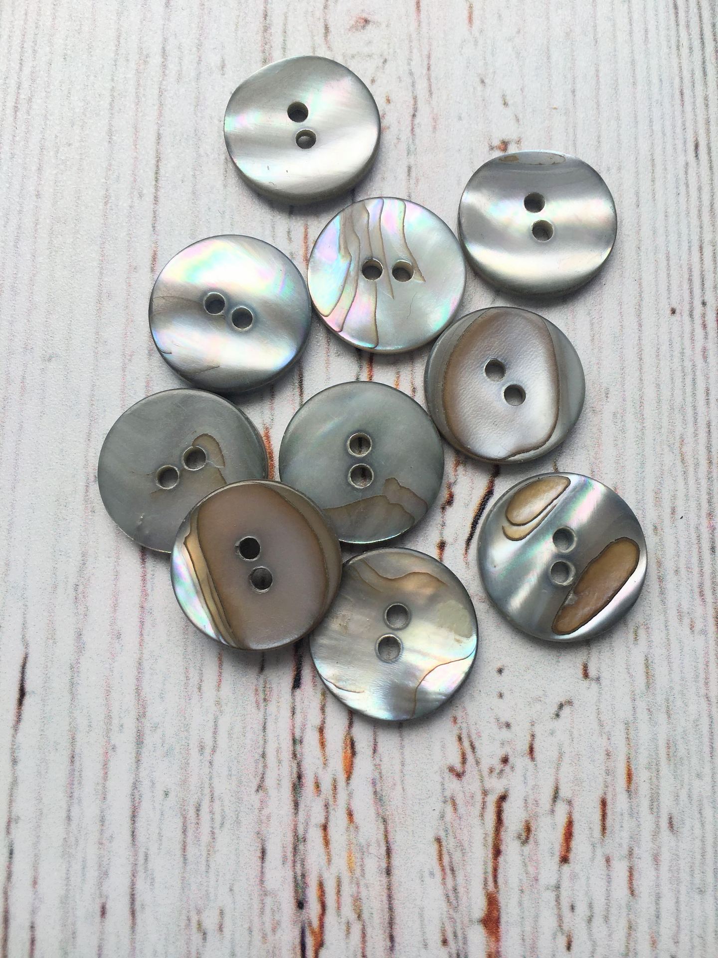 Set 6 Botones Nácar Gris veteado 17.5mm 1