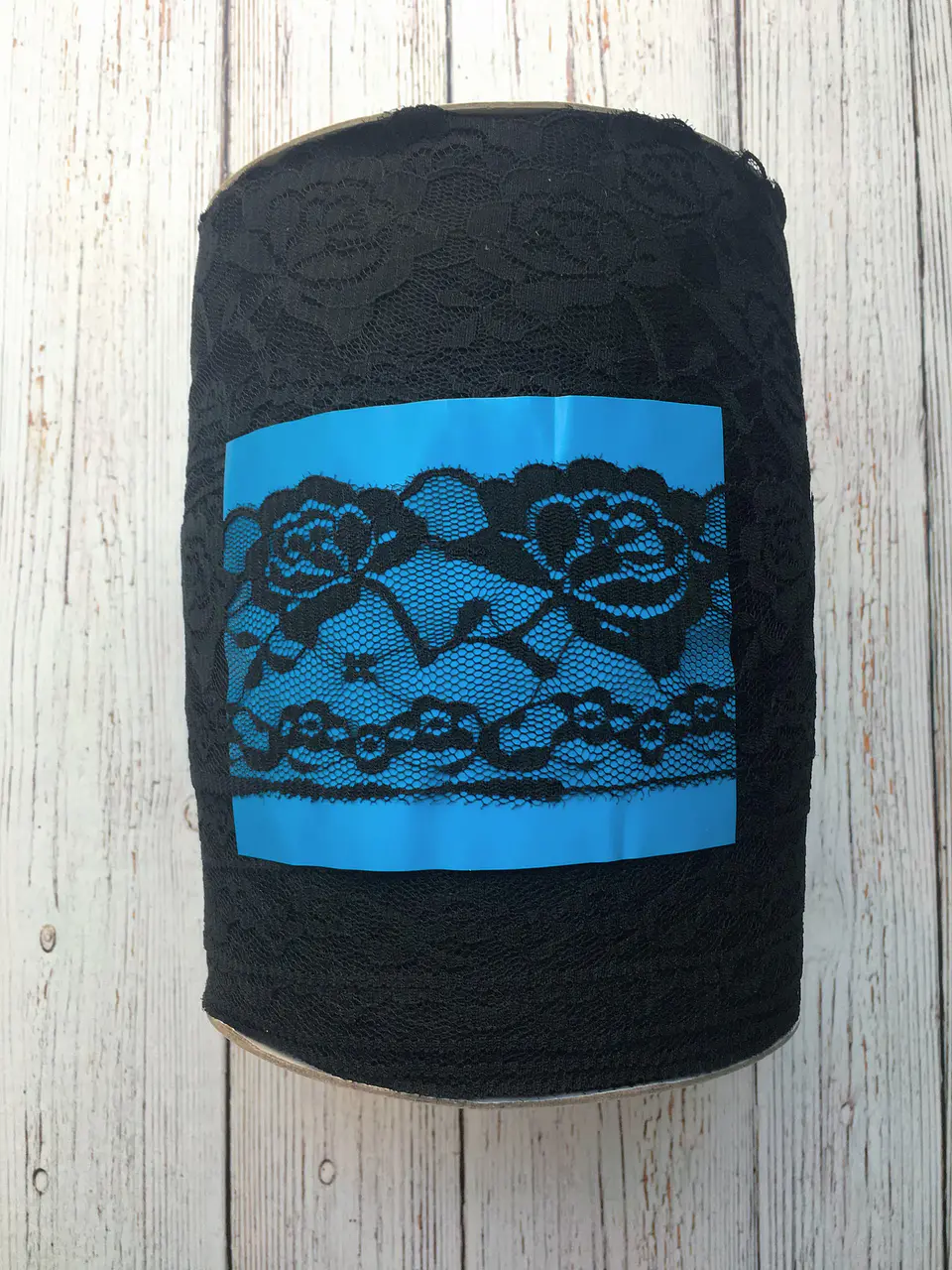 Encaje Rosas Negro 60mm 1