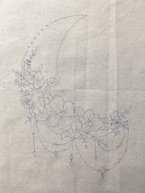 Dibujo en tela Luna Floral