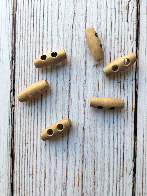 Set 6 botones madera barril mini