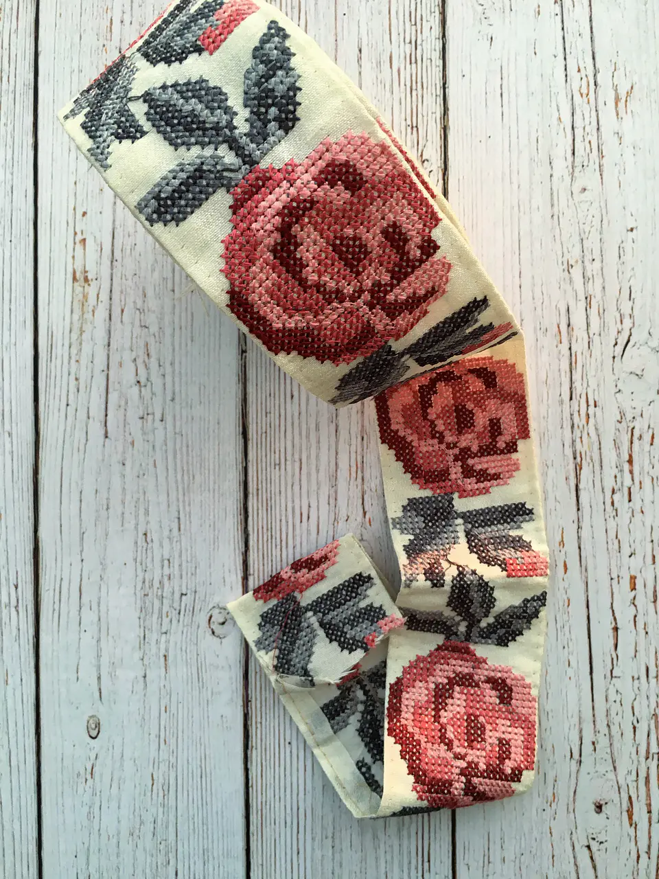 Cinta India Rosas Punto Cruz 1