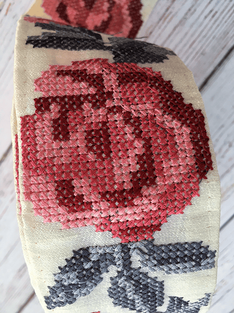 Cinta India Rosas Punto Cruz