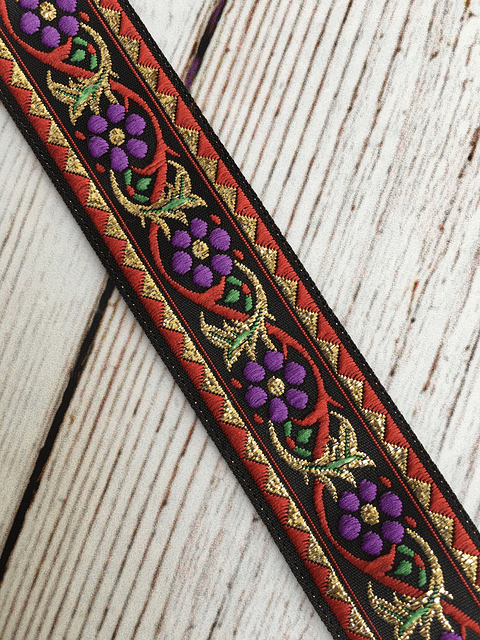Cinta Jacquard Flores moradas por metro