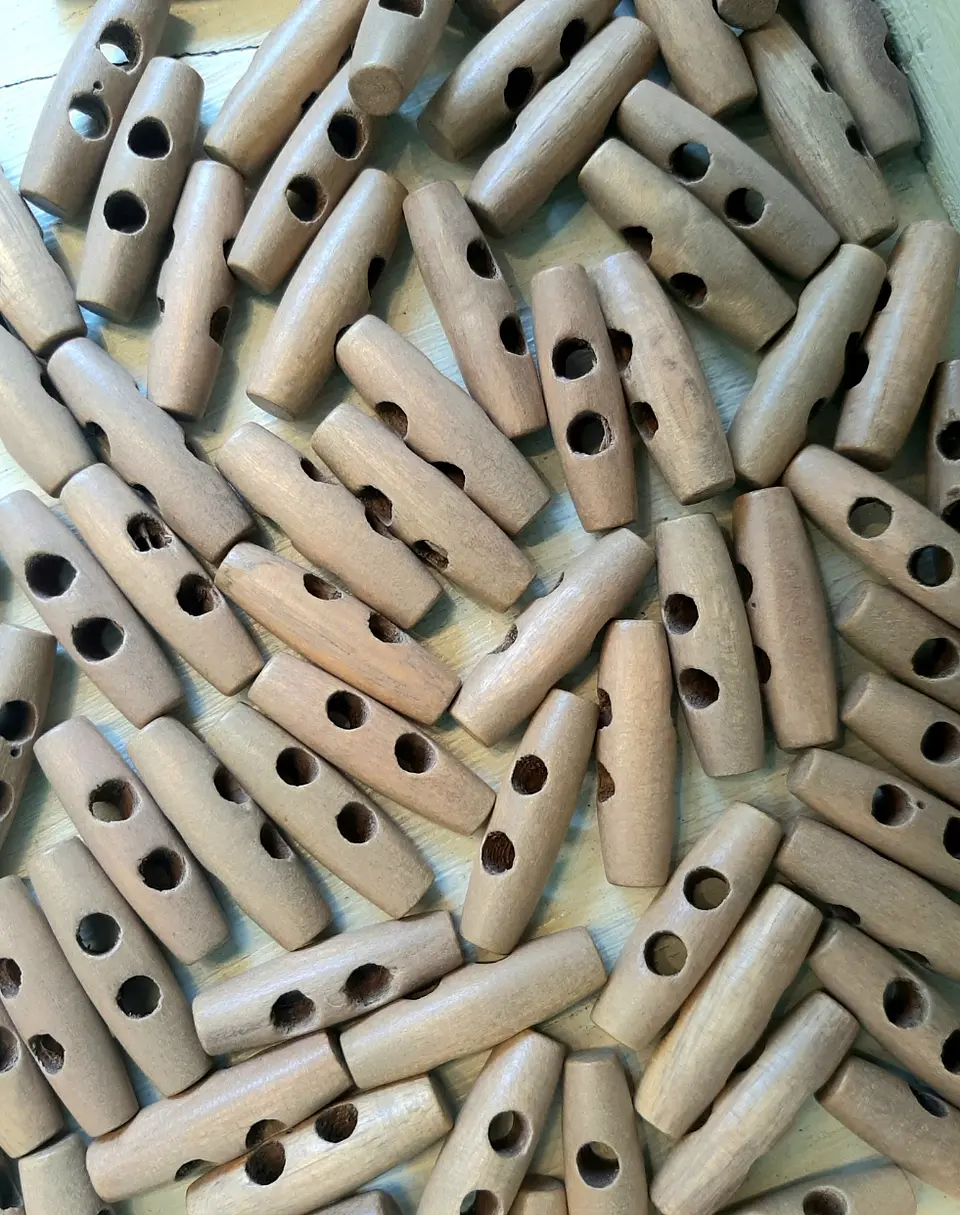 Set 6 Botones Barril de madera natural 1