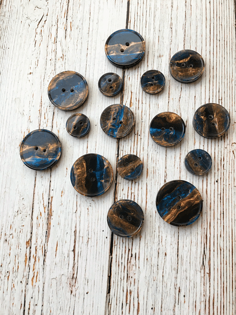 Botones Vetas tostado y azul