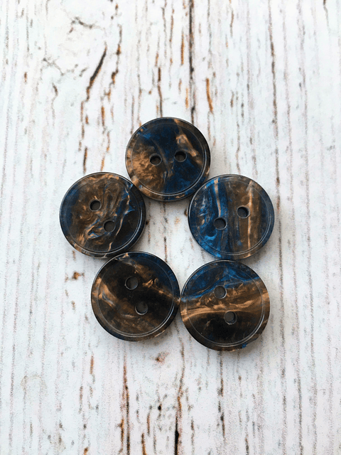 Botones Vetas tostado y azul