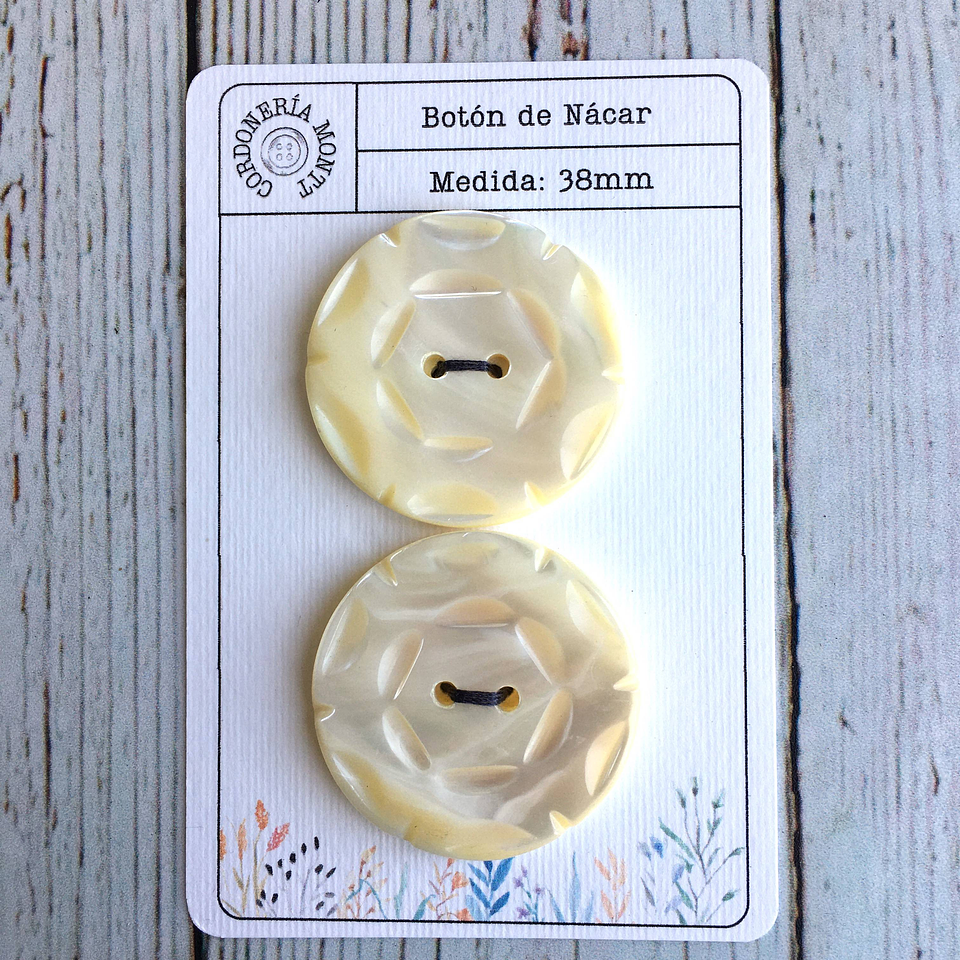 Set Botón Nácar Tallado Hexágono 2