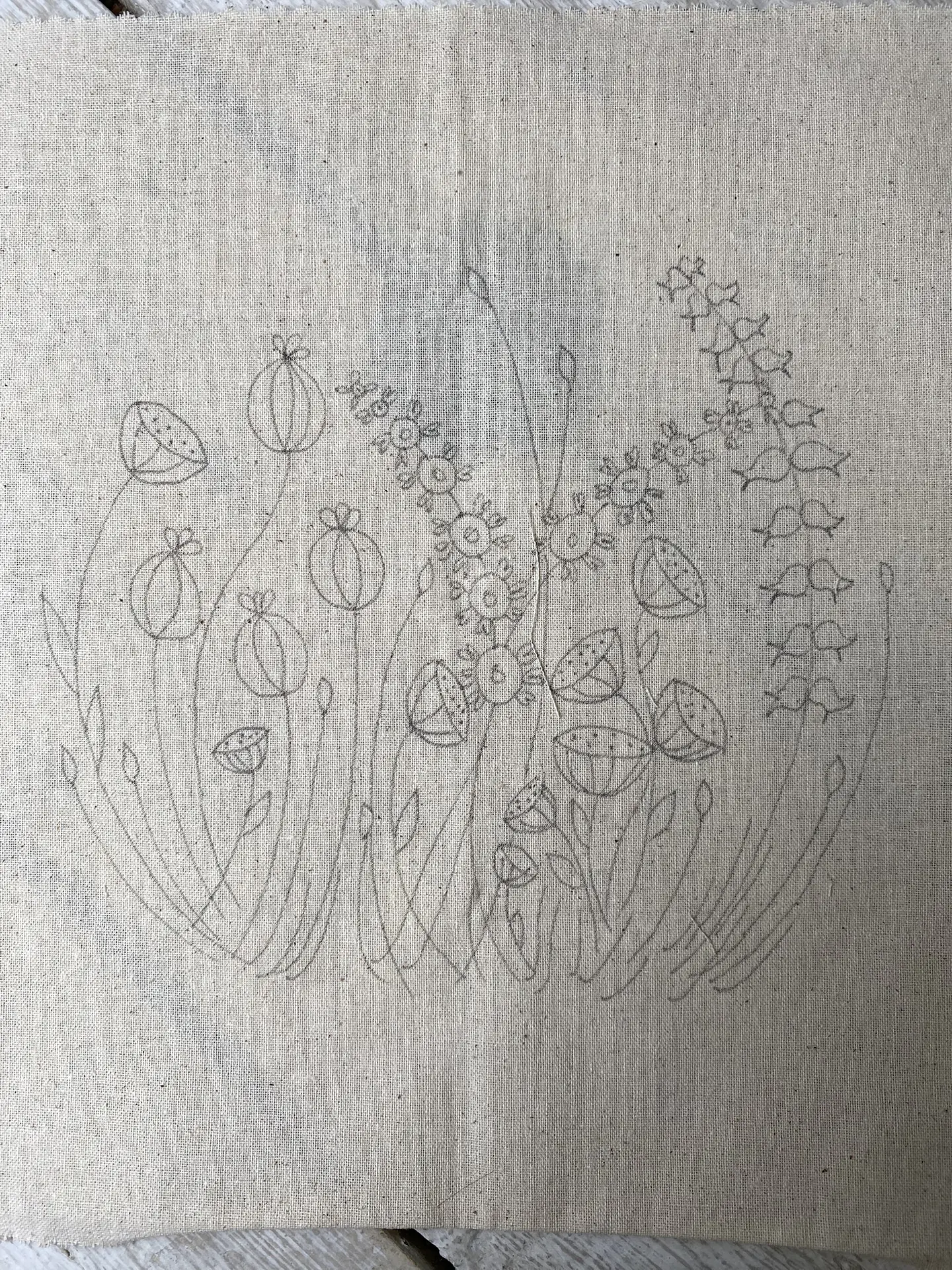 Dibujo en tela Jardín 1