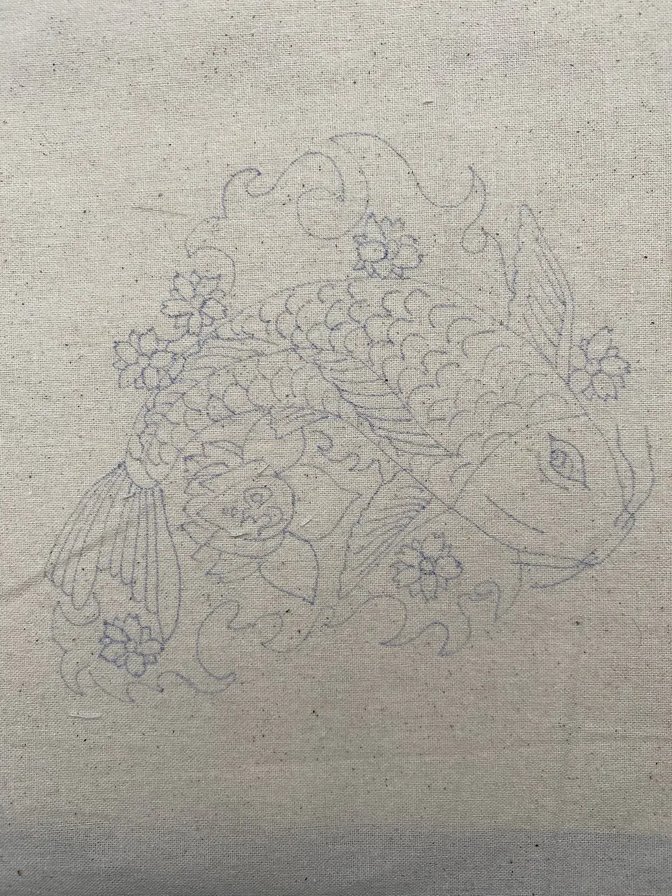 Dibujo en tela Koi 1