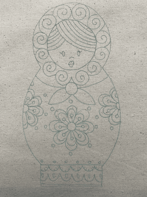 Dibujo en tela Matrioska
