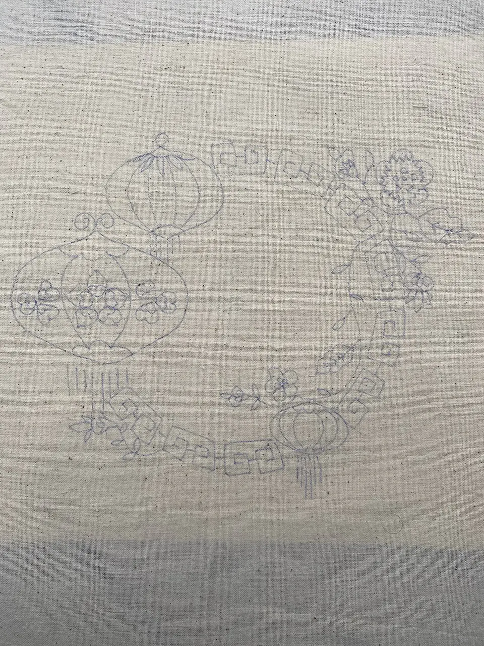 Dibujo en tela Corona Faroles 1