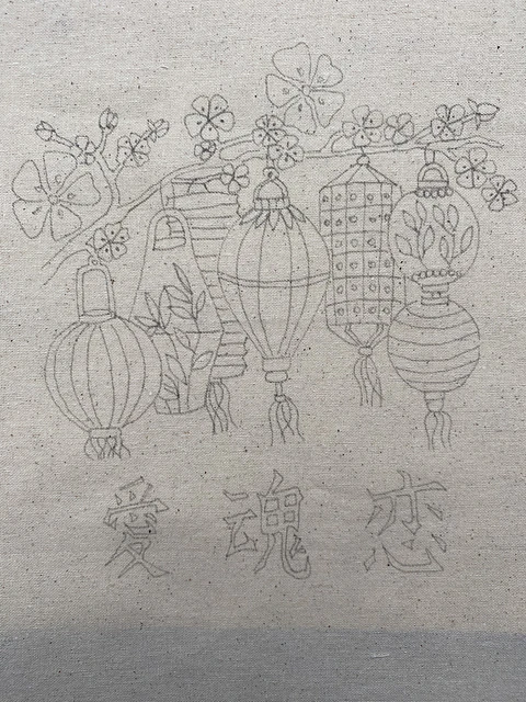 Dibujo en tela Faroles Chinos