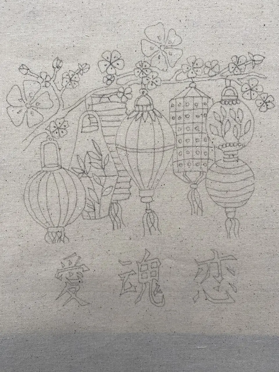 Dibujo en tela Faroles Chinos 1