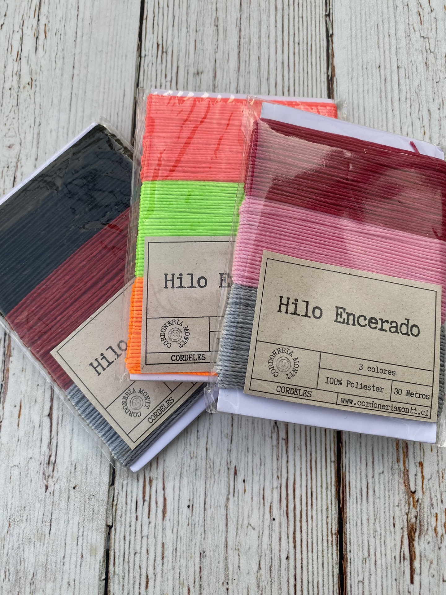 Set 3 colores hilo encerado  1