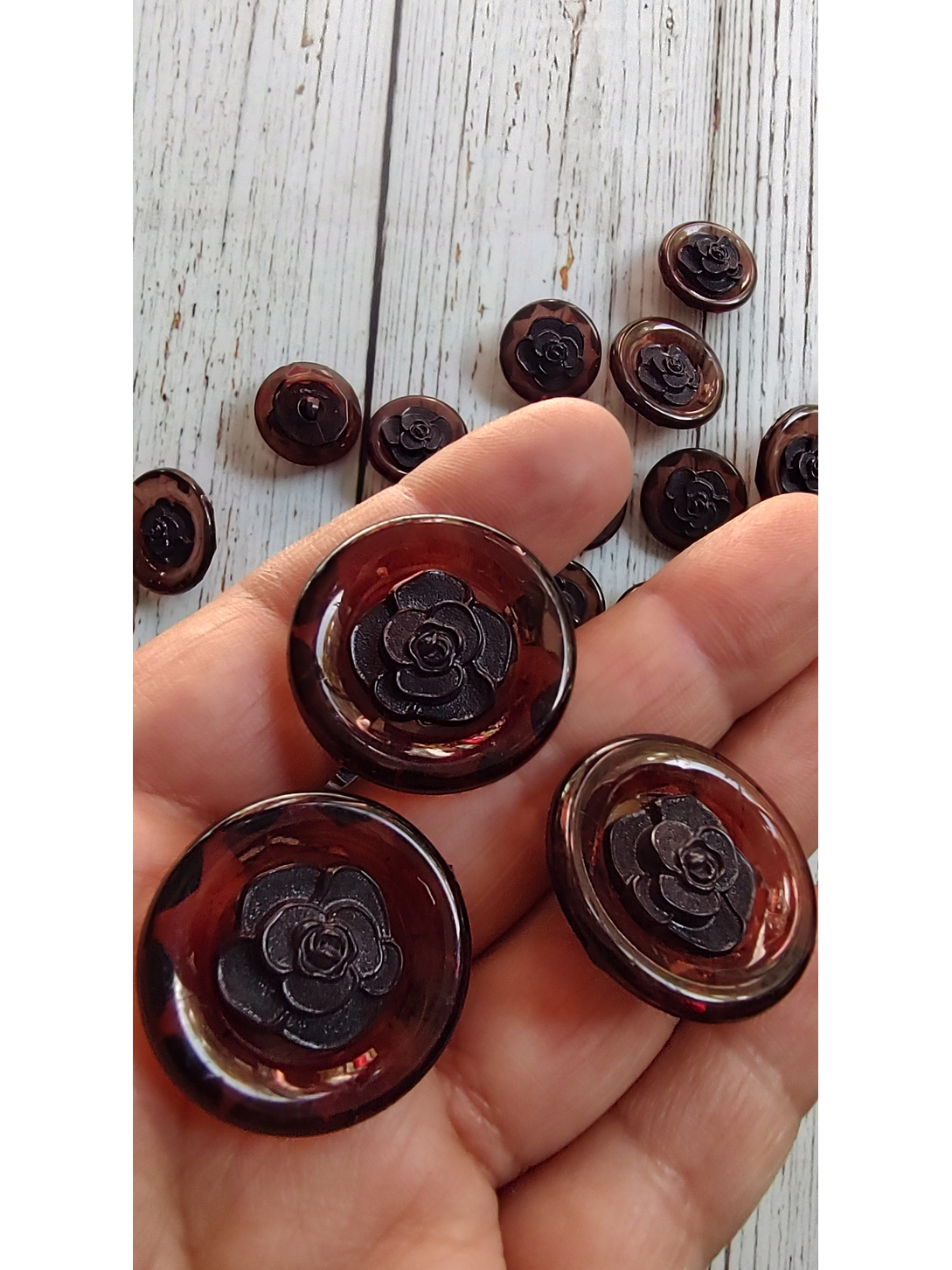 Set 6 Botones Rosa Negra 2