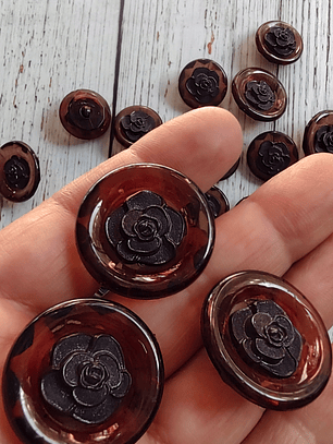 Set 6 Botones Rosa Negra