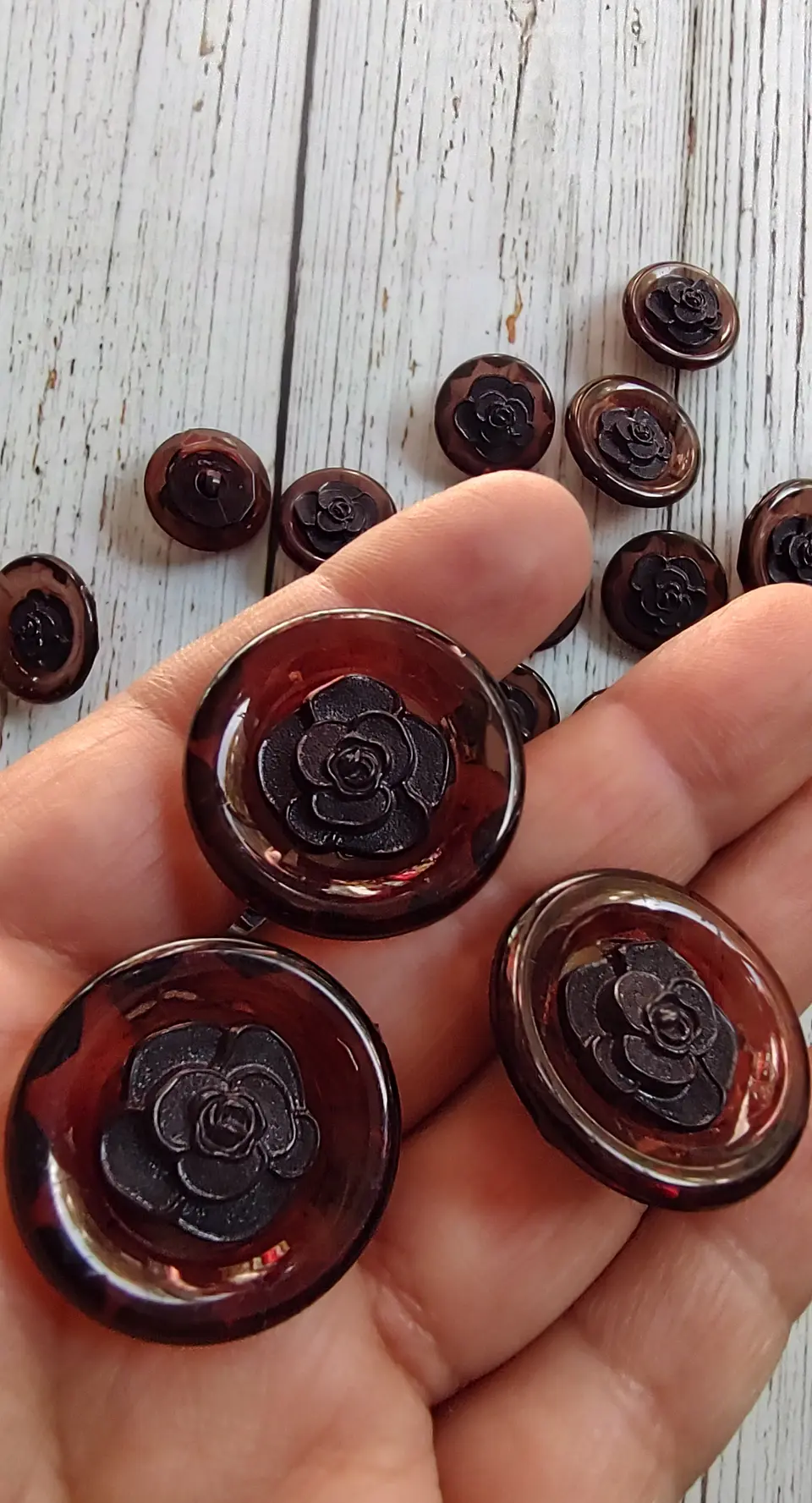 Set 6 Botones Rosa Negra 2
