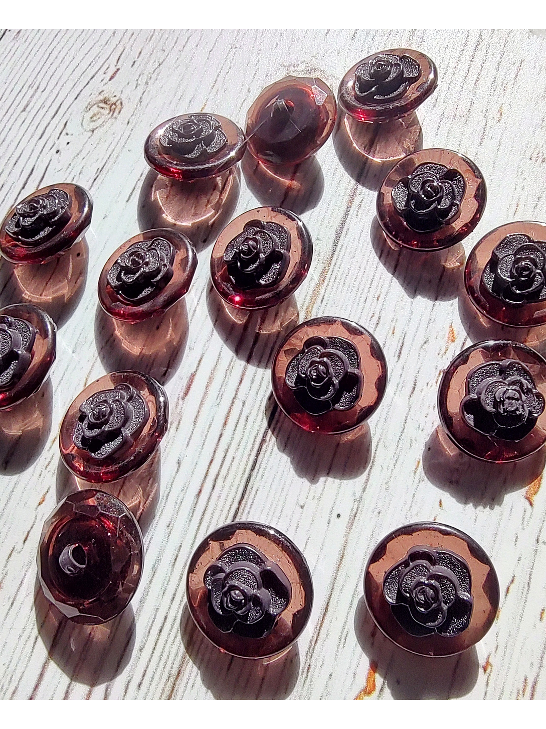 Set 6 Botones Rosa Negra 1