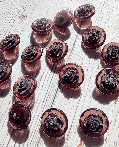 Set 6 Botones Rosa Negra