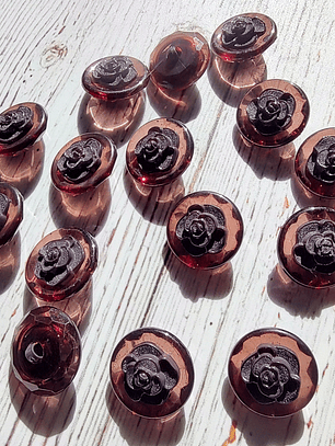 Set 6 Botones Rosa Negra