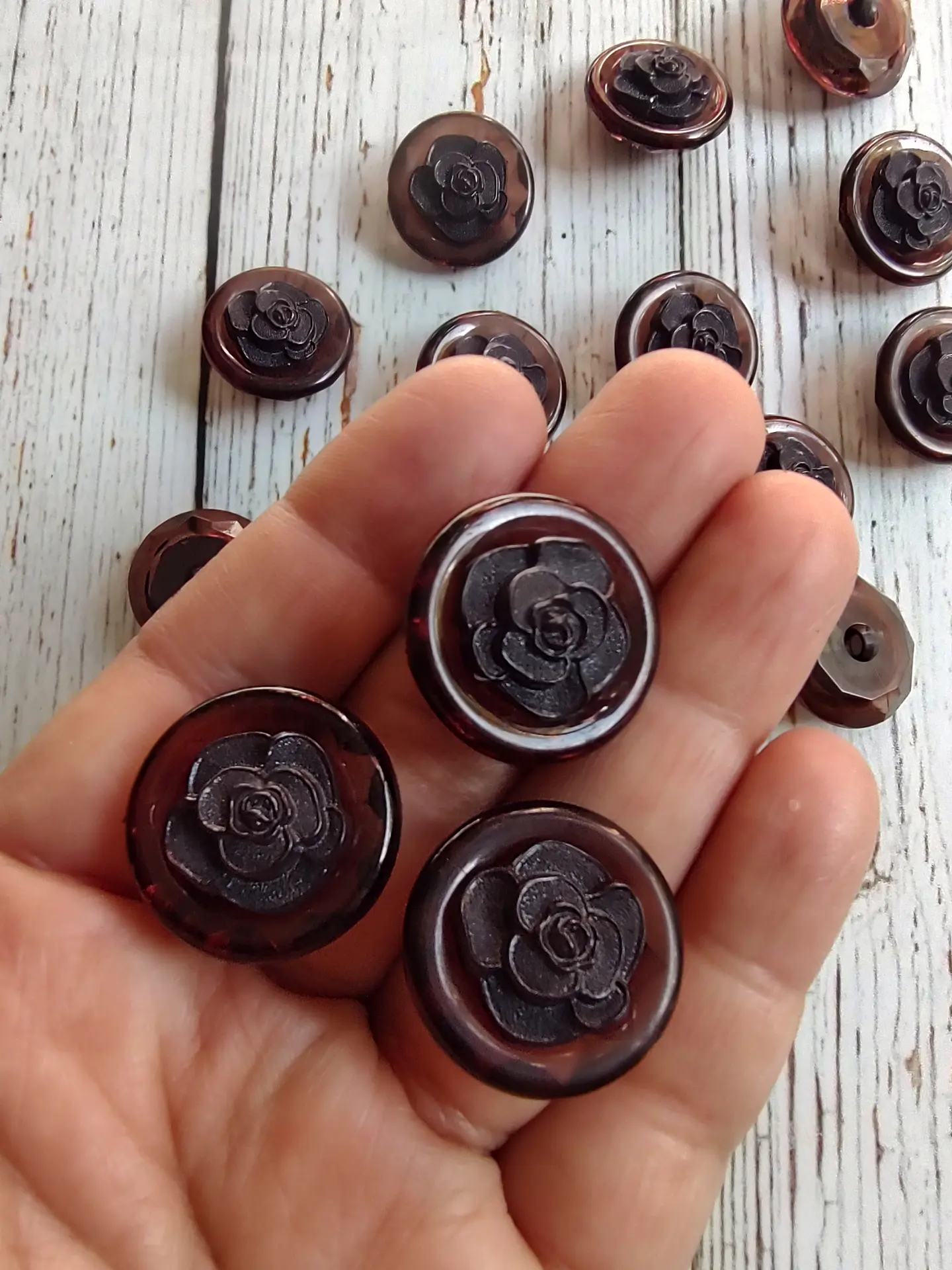 Set 6 Botones Rosa Negra 3