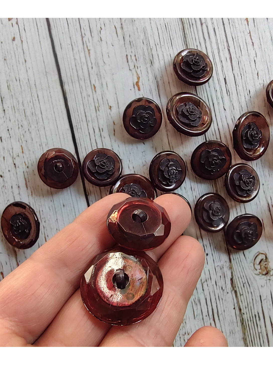 Set 6 Botones Rosa Negra 4