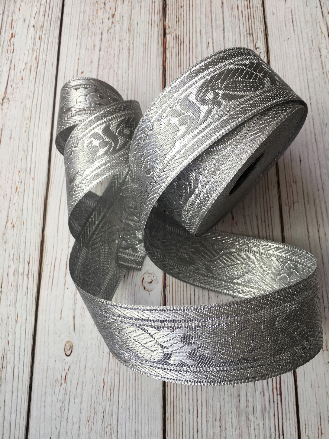 Cinta Jacquard Plateada por metro 2