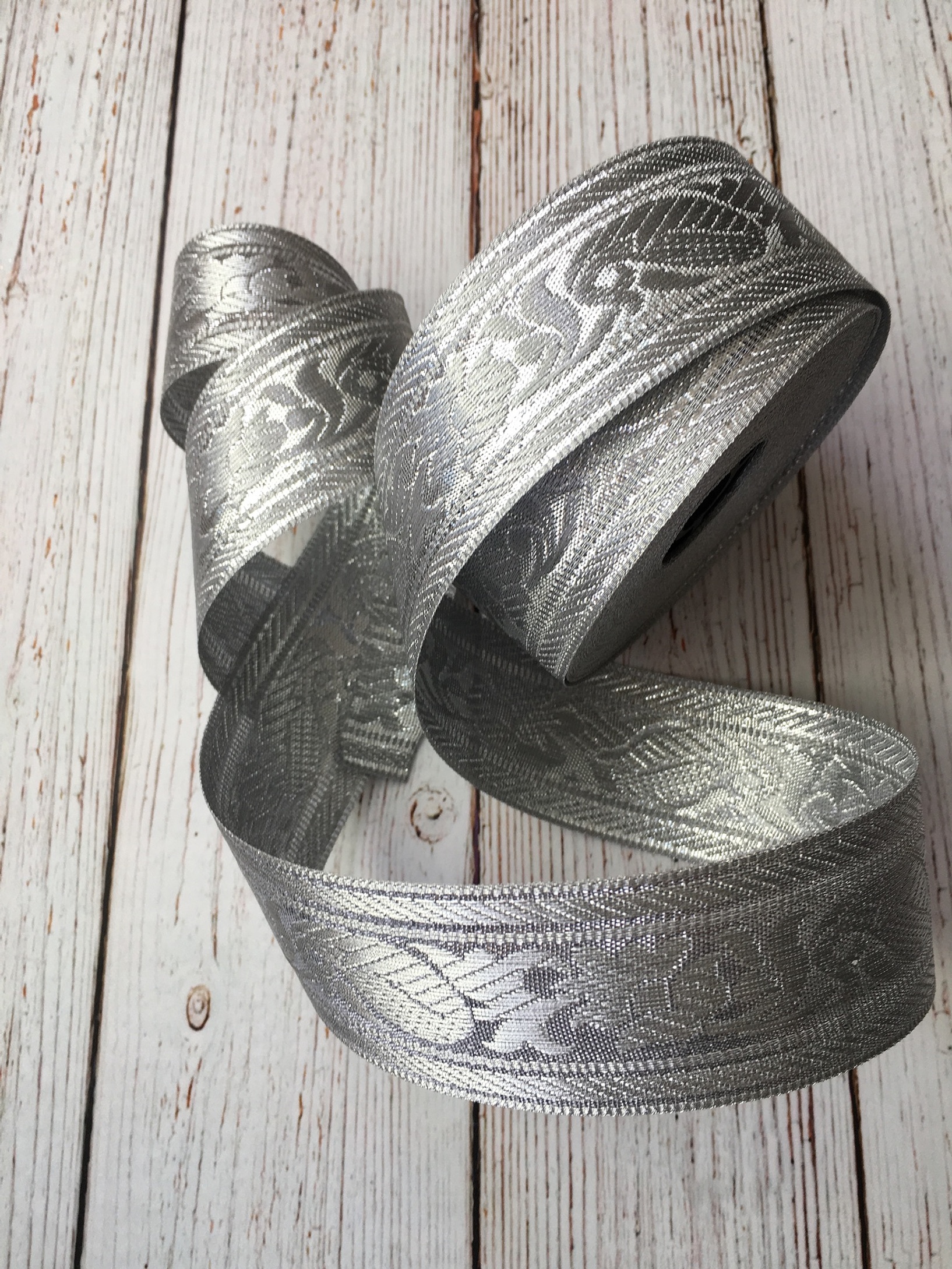 Cinta Jacquard Plateada por metro 2