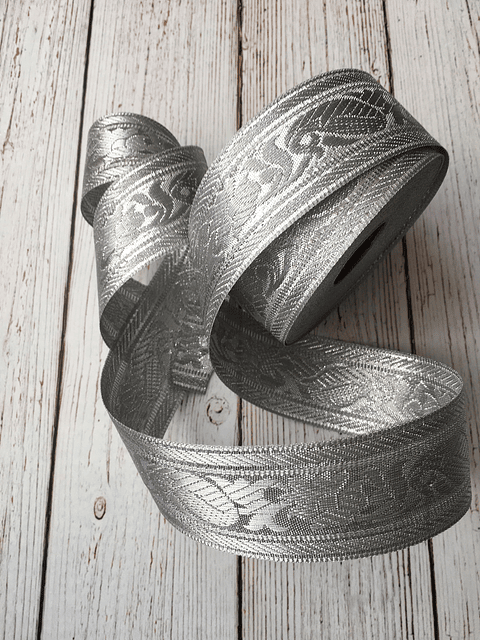 Cinta Jacquard Plateada por metro