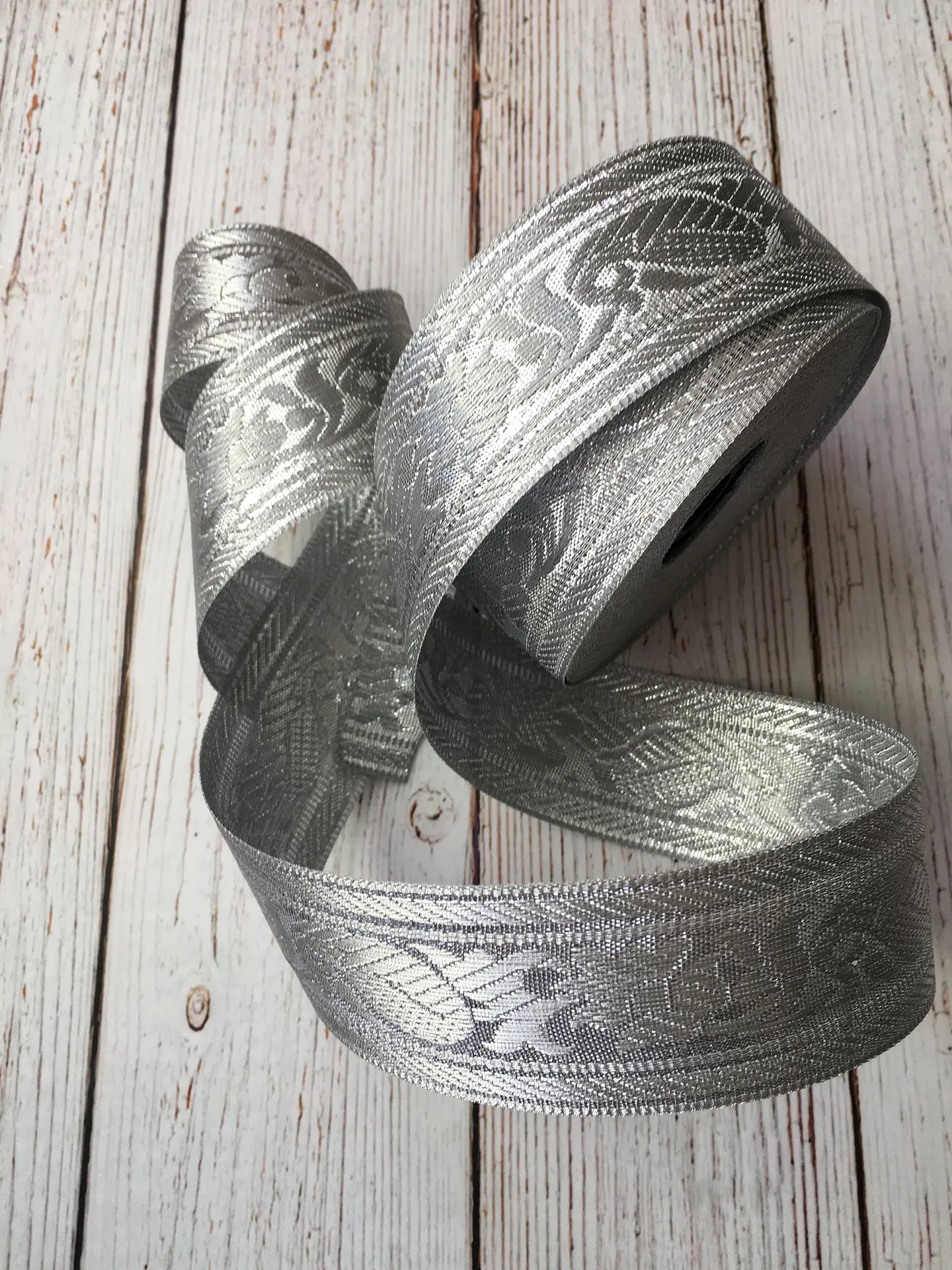 Cinta Jacquard Plateada por metro 2