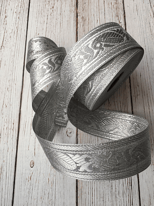 Cinta Jacquard Plateada por metro