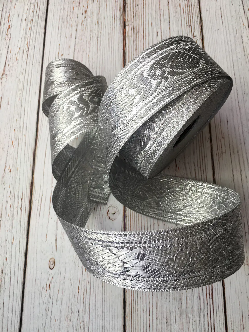 Cinta Jacquard Plateada por metro 2