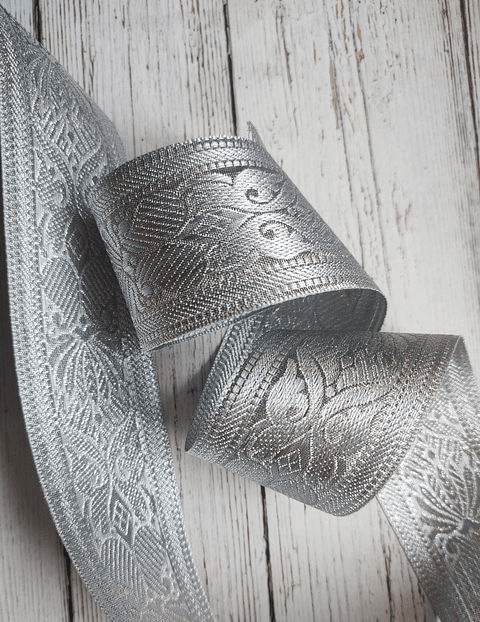 Cinta Jacquard Plateada por metro