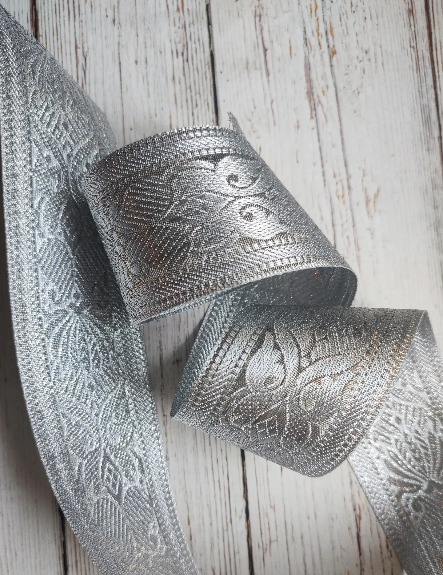 Cinta Jacquard Plateada por metro 1