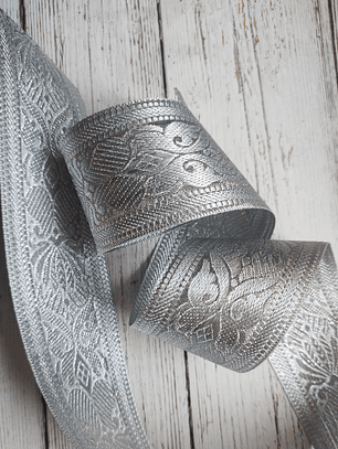 Cinta Jacquard Plateada por metro
