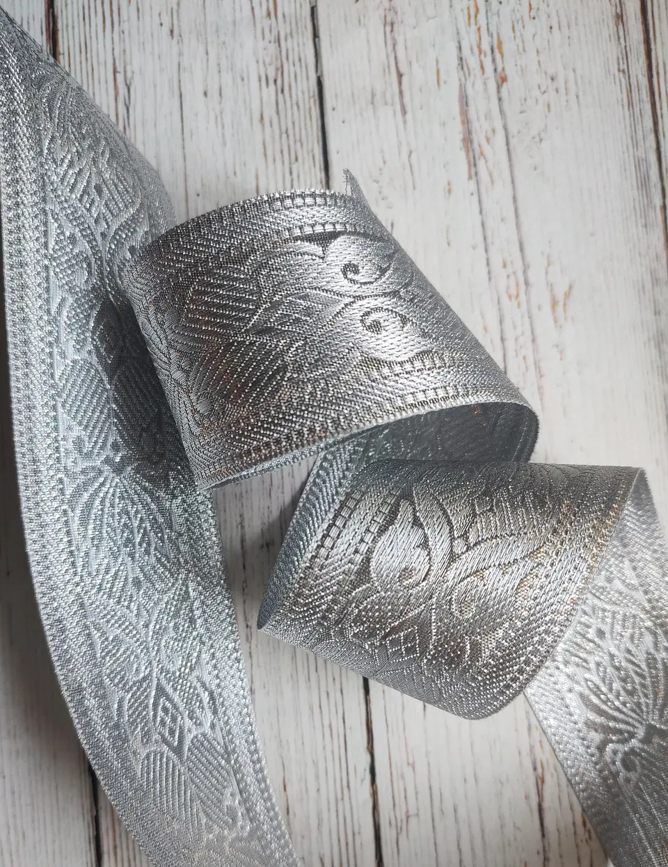 Cinta Jacquard Plateada por metro 1