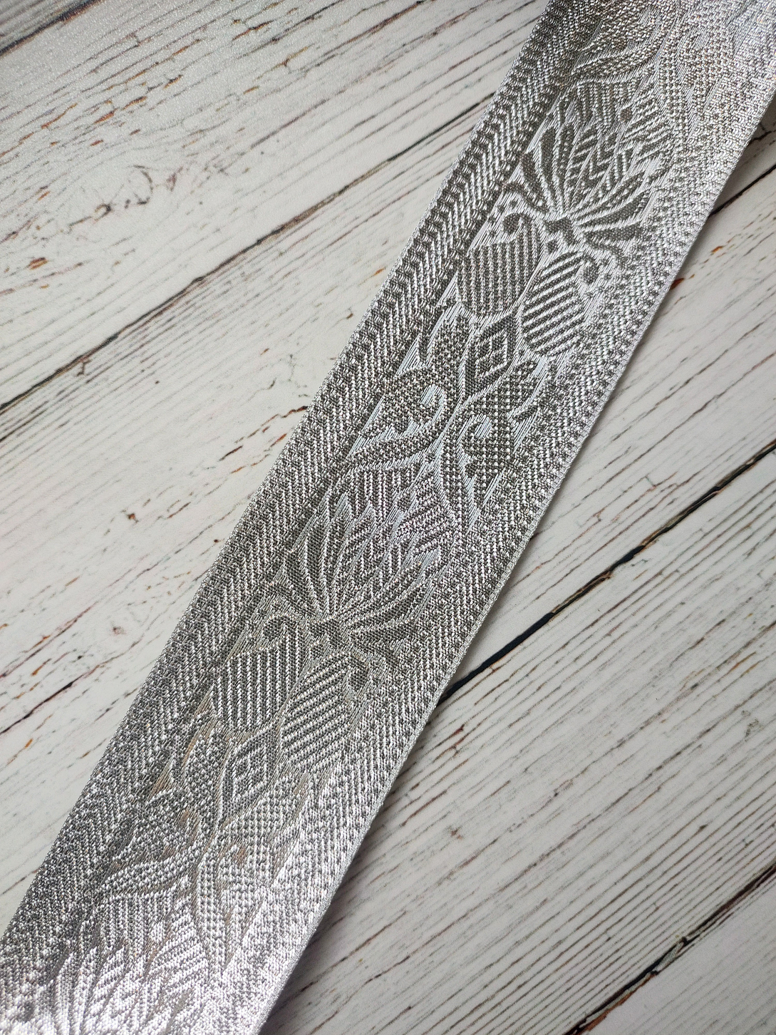 Cinta Jacquard Plateada por metro 4