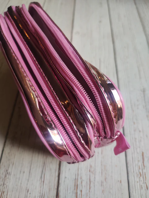 Estuche Rosado metalizado doble cierre
