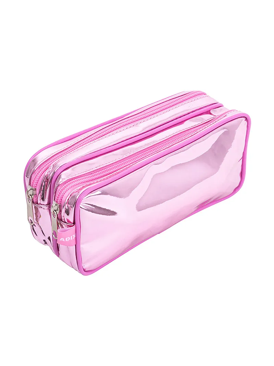 Estuche Rosado metalizado doble cierre 3