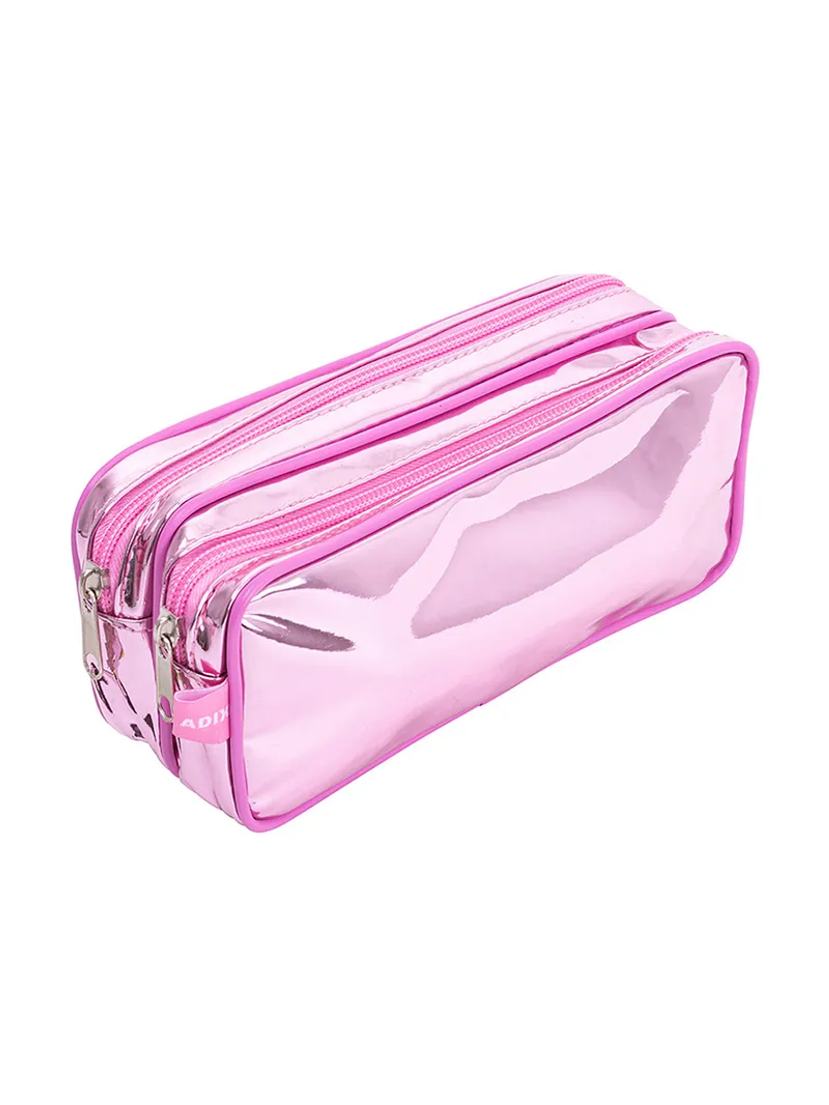 Estuche Rosado metalizado doble cierre 3