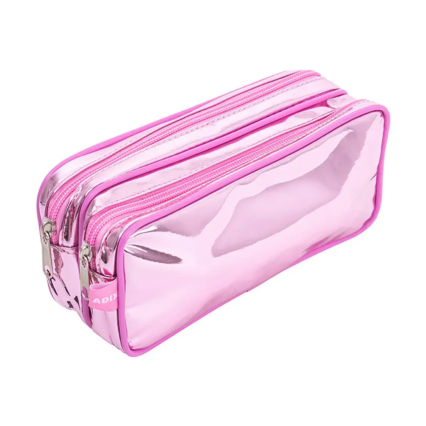 Estuche Rosado metalizado doble cierre 3