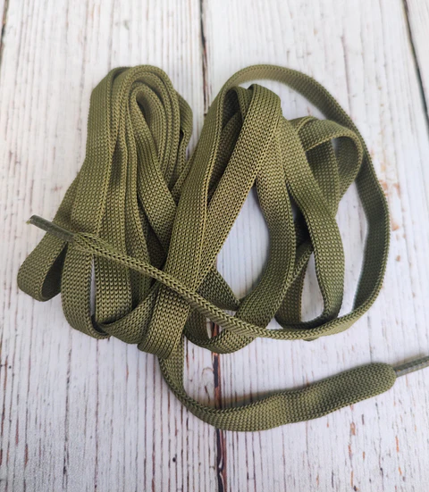 Cordones Zapatillas planos Verde oliva 120cm