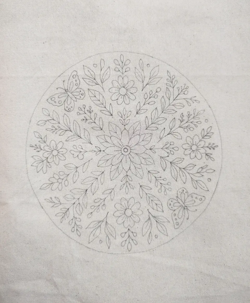 Dibujo en tela Mandala Floral 1