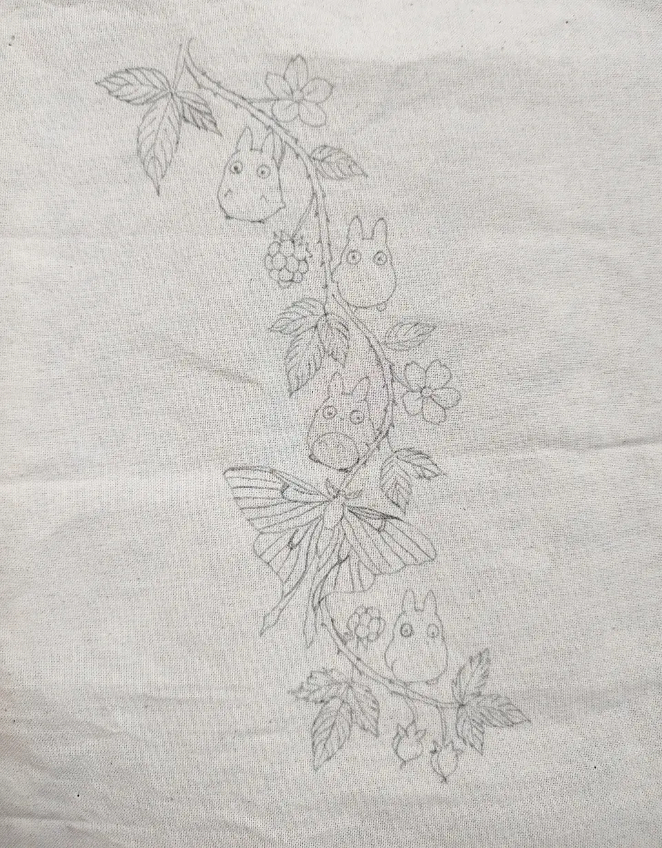 Dibujo en tela Totoro 1