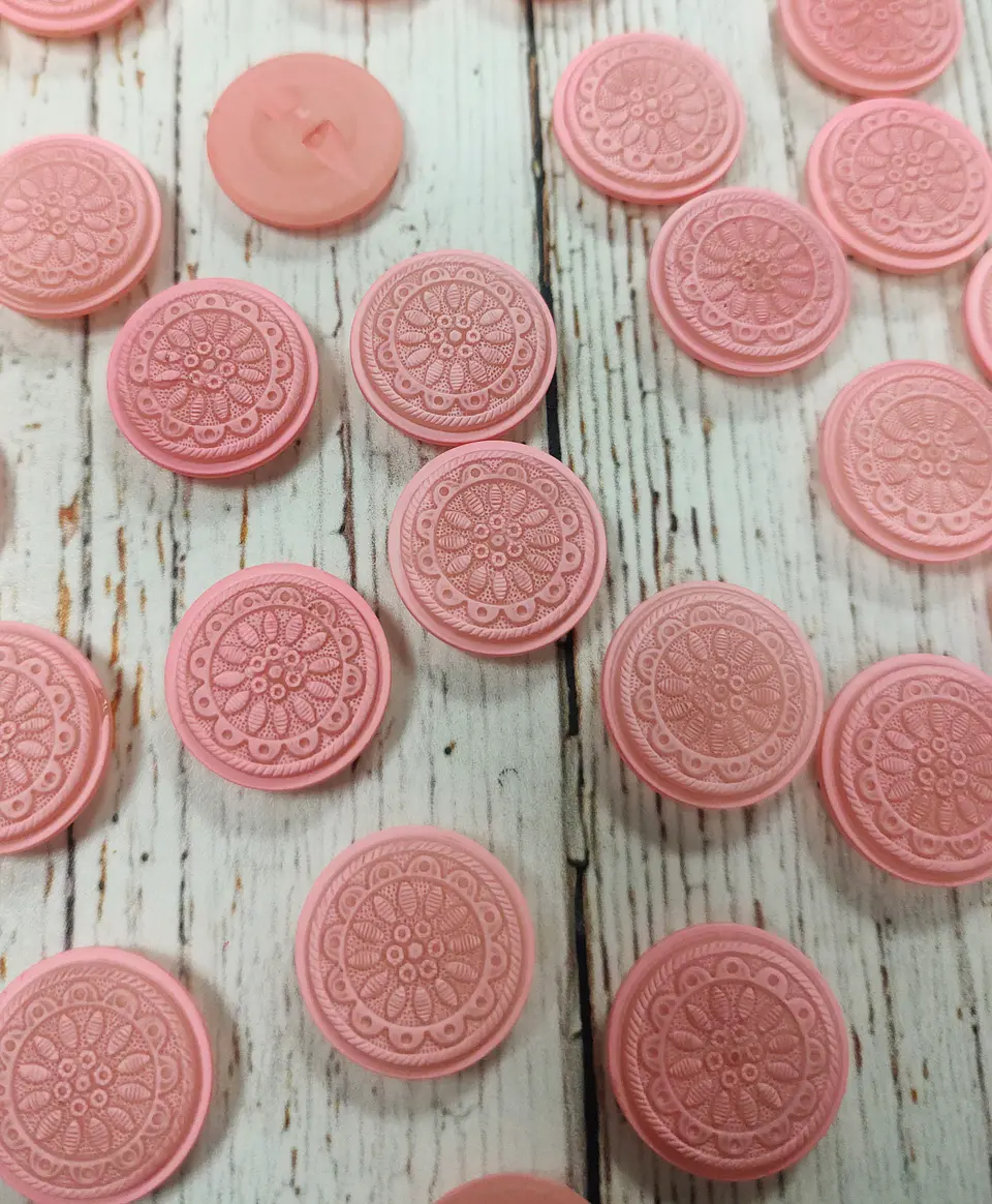 Set 6 botones Mandala Flor Rosado 23mm 2