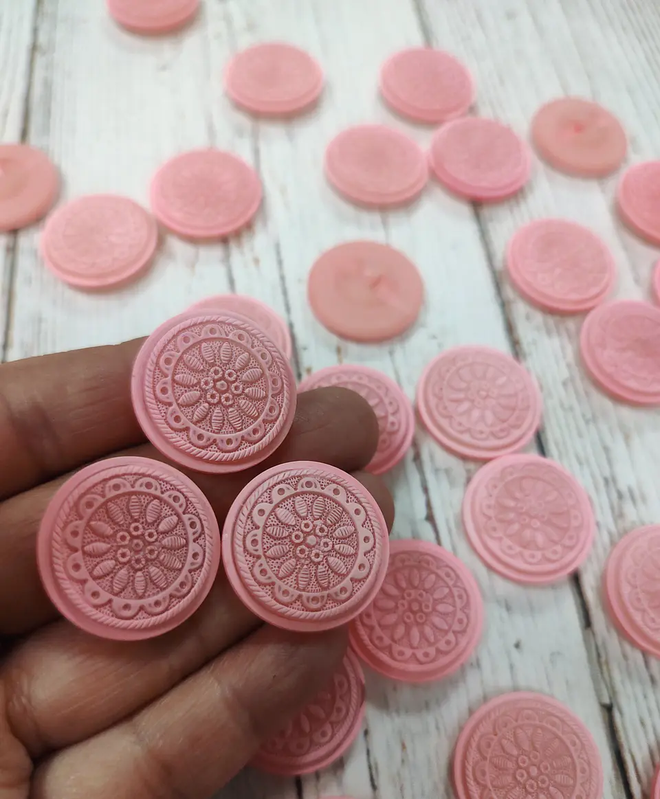Set 6 botones Mandala Flor Rosado 23mm 1