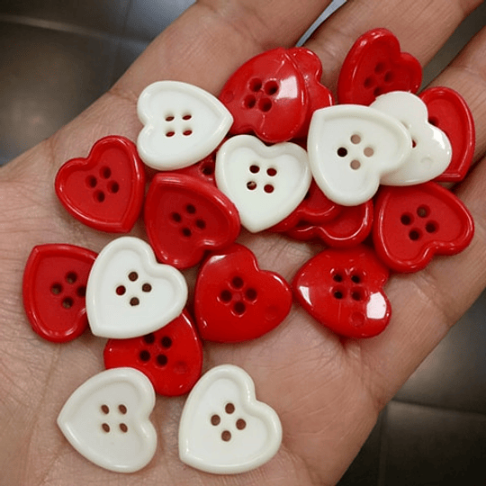 Botones Corazón 15mm por set